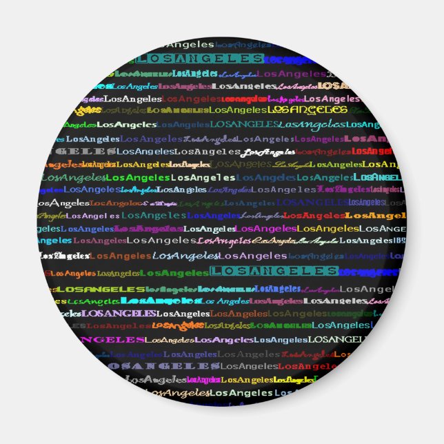 Los Angeles Black Background Magnet (Front)