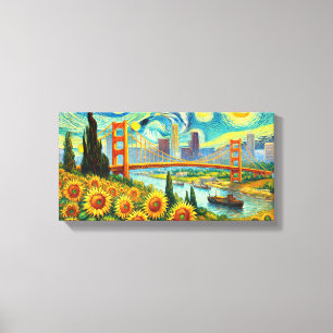 Los Angeles Bridge in the background of the painti Canvas Print