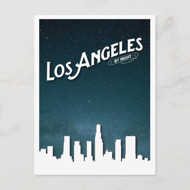 Los Angeles by Night Skyline - Los Angeles, Ca Holiday Postcard (Front)
