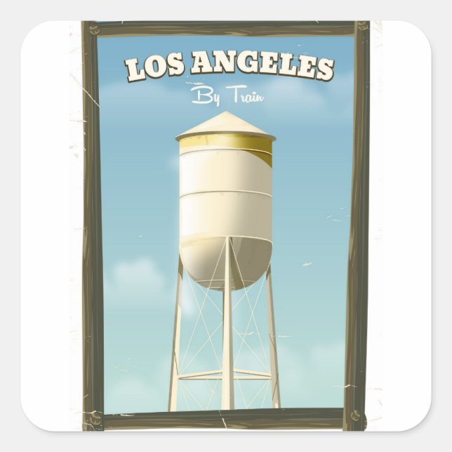 Los Angeles By train poster Square Sticker (Front)