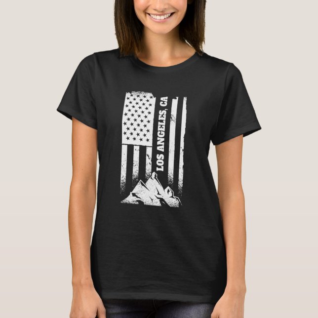 Los Angeles Ca California American Distressed Patr T-Shirt (Front)