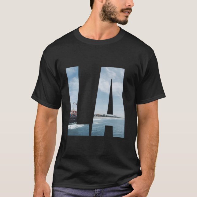 Los Angeles Ca Hoodie La Santa Monica Pier Blue Oc T-Shirt (Front)