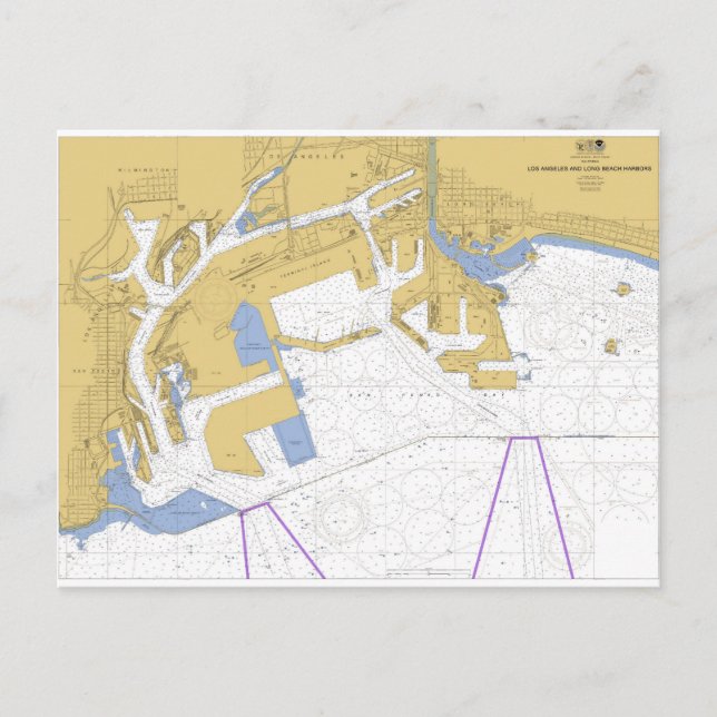 Los Angeles, CA Nautical Harbour Chart Postcard (Front)