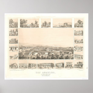 Los Angeles, CA. Panoramic Map 1857 (0903A) Poster