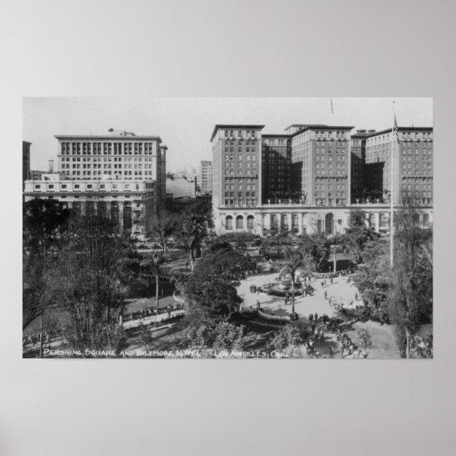 Los Angeles, CA Perishing Square and Biltmore Poster (Front)