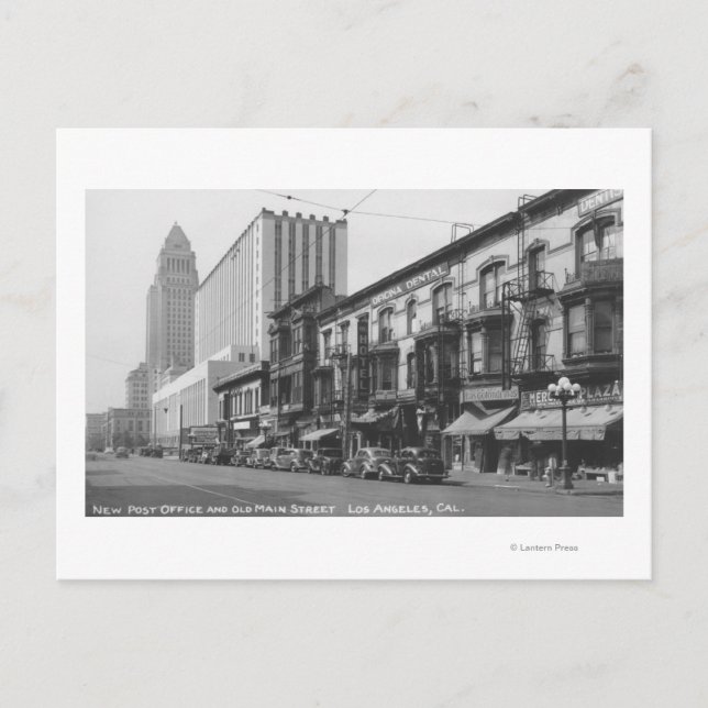 Los Angeles, CA Post Office and Old Main Postcard (Front)