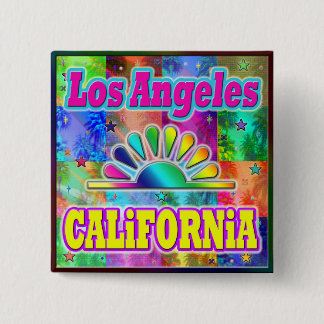 Los Angeles CA Sun & Palms Button