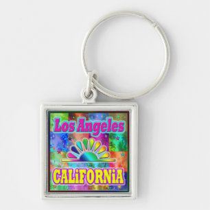 Los Angeles CA Sun & Palms Keychain
