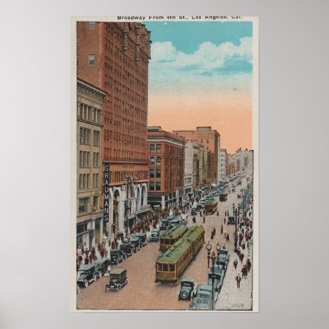 Los Angeles, CABroadway from 4th Street View Poster (Front)