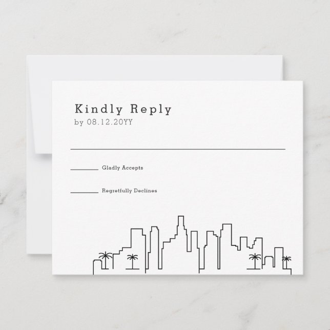 Los Angeles, Cali Wedding | Stylised Skyline RSVP (Front)