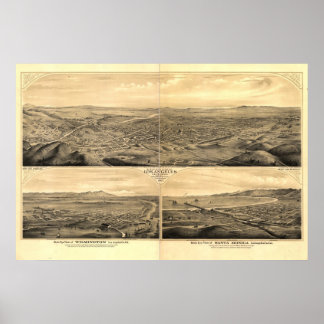 Los Angeles  California 1877 Antique Panoramic Map Poster