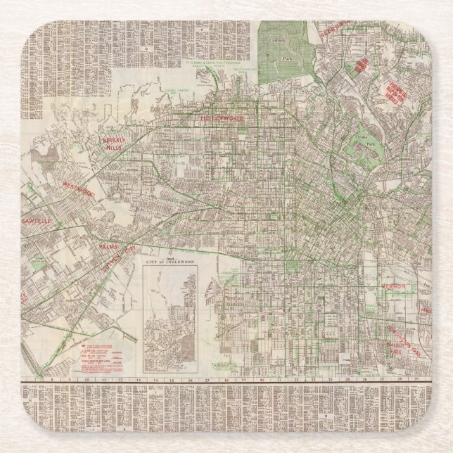 Los Angeles, California 2 Square Paper Coaster (Front)