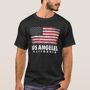 Los Angeles California 4th of July American Flag U T-Shirt