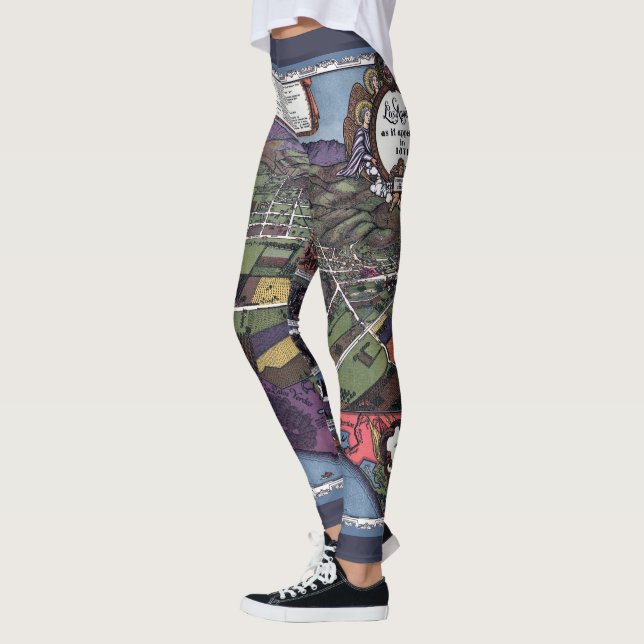 Los Angeles, California, Antique Aerial City Map Leggings (Left)