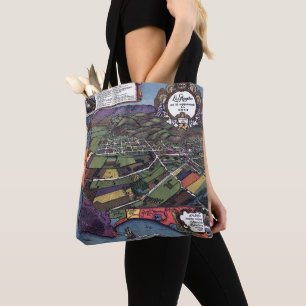 Los Angeles, California, Antique Aerial City Map Tote Bag
