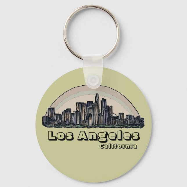 Los Angeles California artistic skyline keychain (Front)