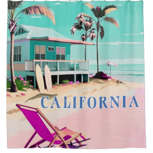 Los Angeles california beach home decor Shower Curtain