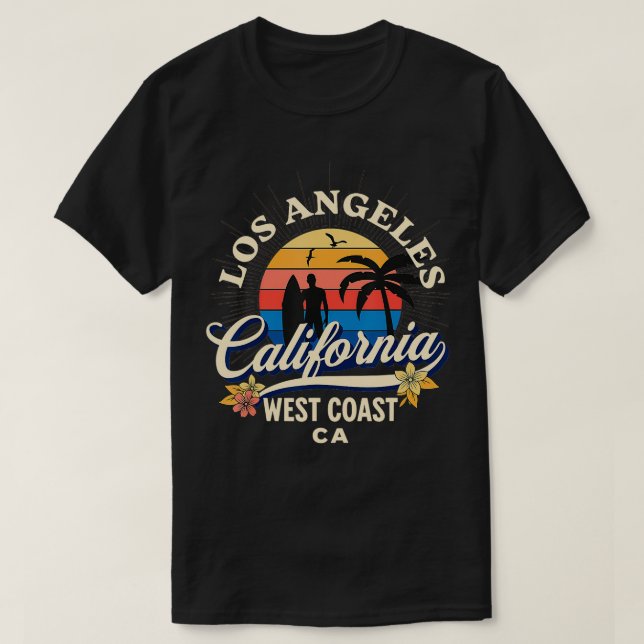 Los Angeles California Beach Surf Summer Vacation  T-Shirt (Design Front)