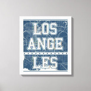 Los Angeles, California   Blue City Map Canvas Print