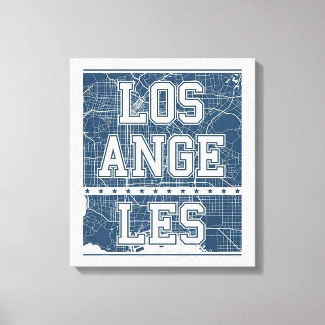 Los Angeles, California | Blue City Map Canvas Print (Front)