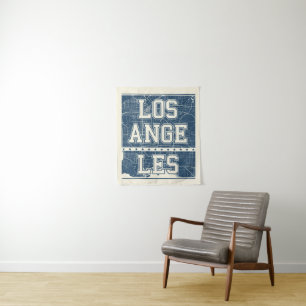 Los Angeles, California Blue City Map Tapestry