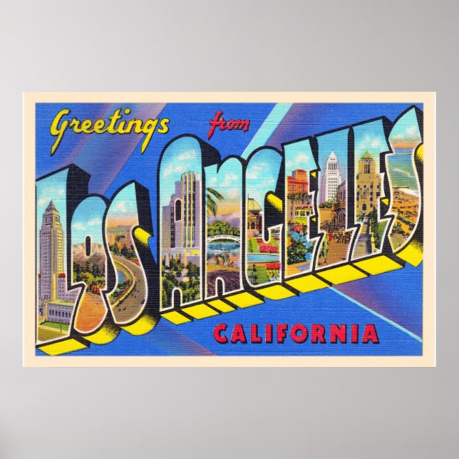 Los Angeles California CA Large Letter Postcard Poster (Front)