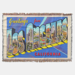Los Angeles California CA Large Letter Postcard Throw Blanket