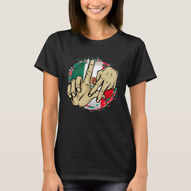 Los Angeles California Chicano Mexico Flag LA Hand T-Shirt (Front)