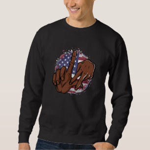 Los Angeles California Chicano USA Flag LA LA Hand Sweatshirt