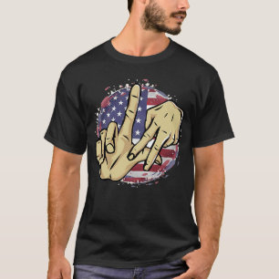 Los Angeles California Chicano USA Flag LA LA Hand T-Shirt