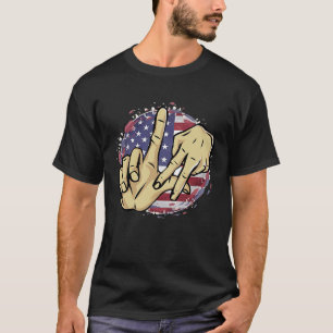 Los Angeles California Chicano USA Flag LA LA Hand T-Shirt