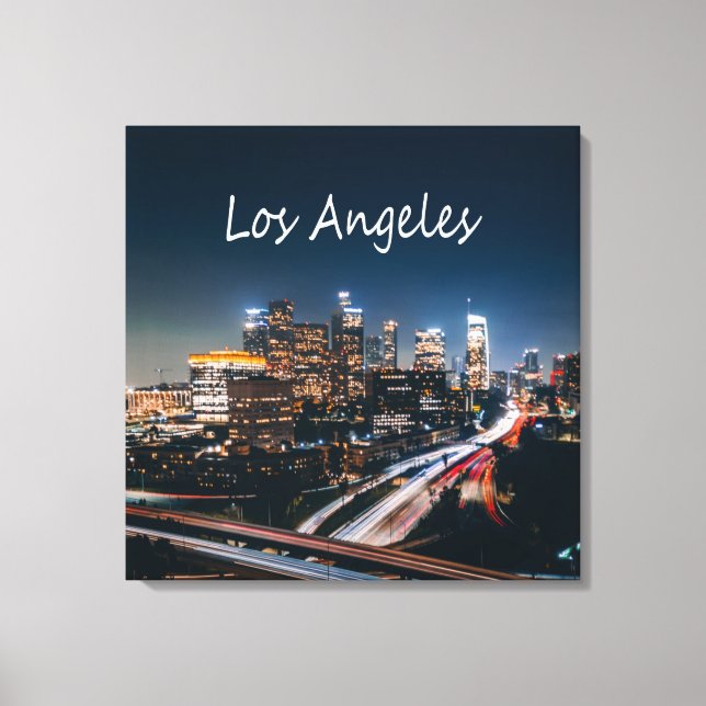 Los Angeles California City Skyline at night Canvas Print (Front)