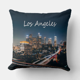 Los Angeles California City Skyline at night Cushion