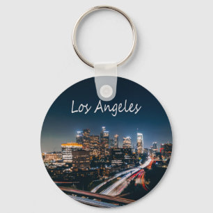 Los Angeles California City Skyline at night Key Ring