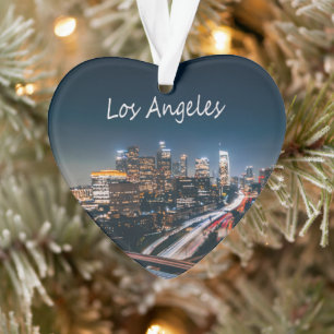 Los Angeles California City Skyline at night Ornament