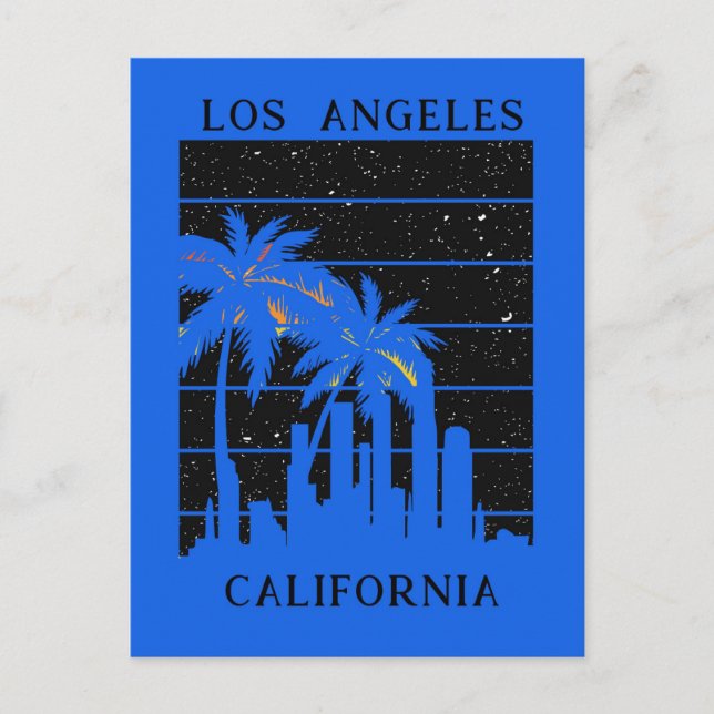 Los Angeles California City Skyline Palm Tree Postcard (Front)