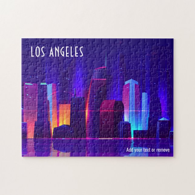 Los Angeles, California, colourful city skyline,  Jigsaw Puzzle (Horizontal)