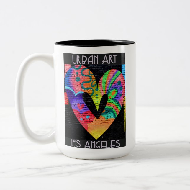 Los Angeles California Cool Urban Street Art Two-Tone Coffee Mug (Left)