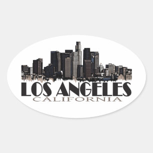 Los Angeles California dark skyline Oval Sticker