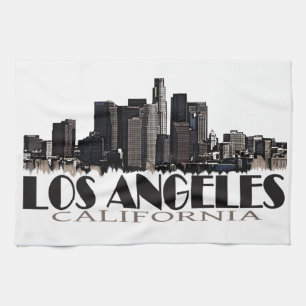 Los Angeles California dark skyline Tea Towel