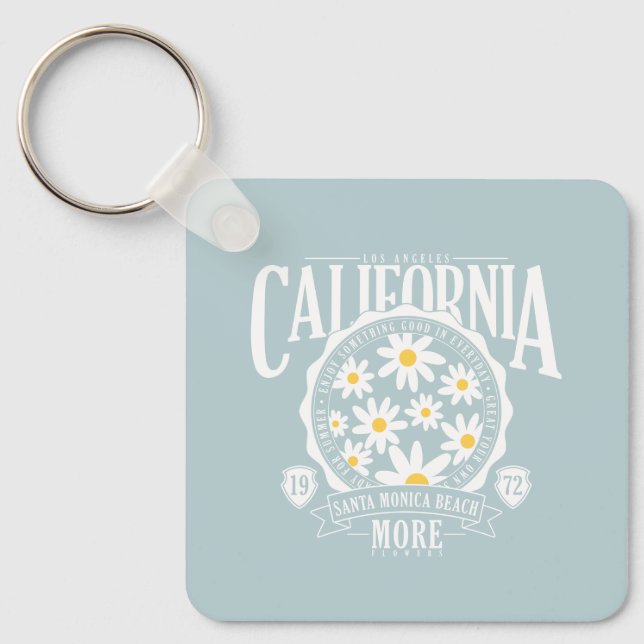 Los Angeles California Floral Graphic Key Ring (Front)