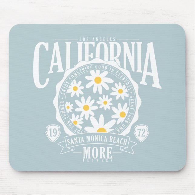Los Angeles California Floral Graphic Mouse Mat (Front)