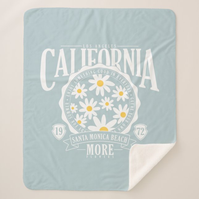Los Angeles California Floral Graphic Sherpa Blanket (Front)