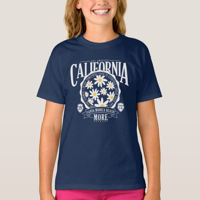 Los Angeles California Floral Graphic T-Shirt (Front)