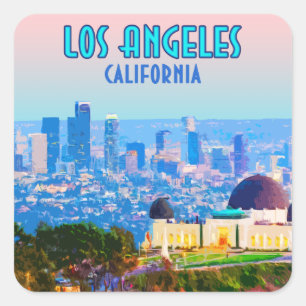 Los Angeles California Griffith Observatory Square Sticker