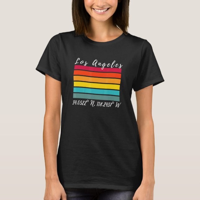 Los Angeles California Latitude Longitude La Souve T-Shirt (Front)