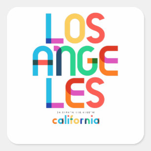 Los Angeles California Mid Century, Pop Art, Square Sticker