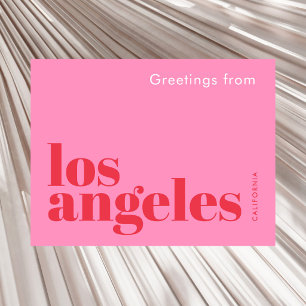 Los Angeles California modern pink red Postcard