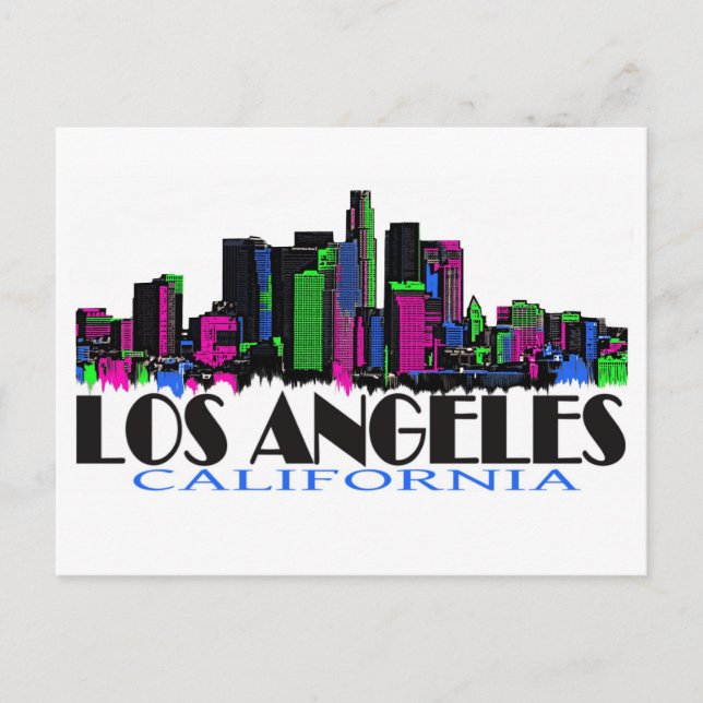 Los Angeles California neon skyline Postcard (Front)