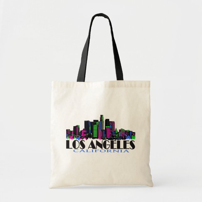 Los Angeles California neon skyline Tote Bag (Front)